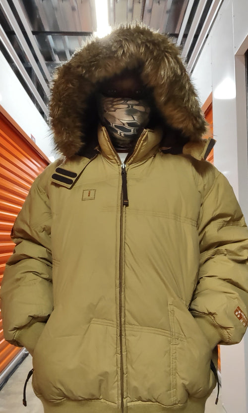 Puffer Coat with Fur Hood